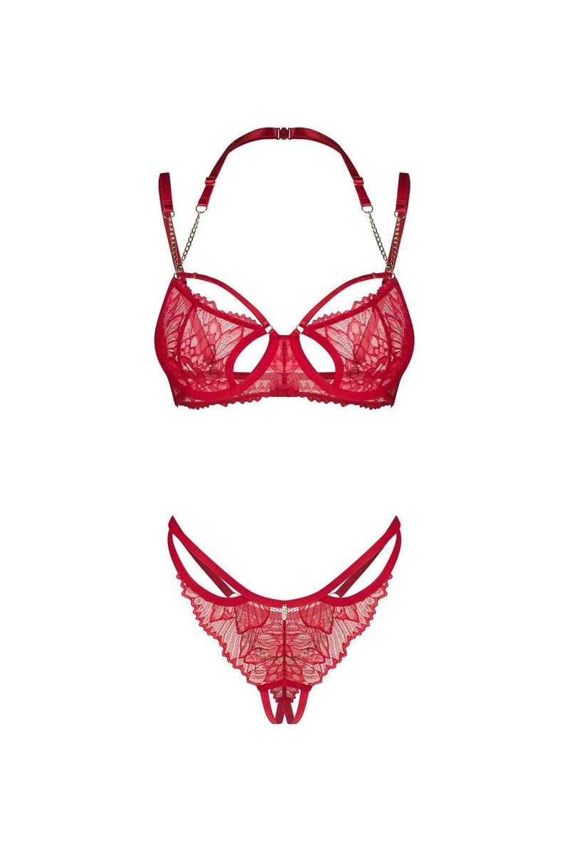 Komplet Obsessive Matildea Bra & Crothless Thong S-3Xl